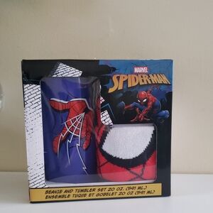 MARVEL NIB Spiderman Beanie & Tumbler Set - 20oz
